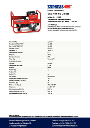 Generatori diesel Endress ESE 404 YS DI