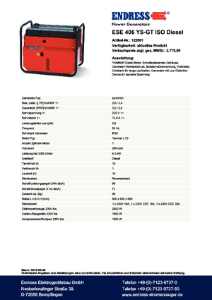 Generatori diesel Endress ESE 406 YS-GT ISO DI