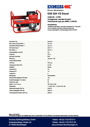 Generatori diesel Endress ESE 604 YS DI