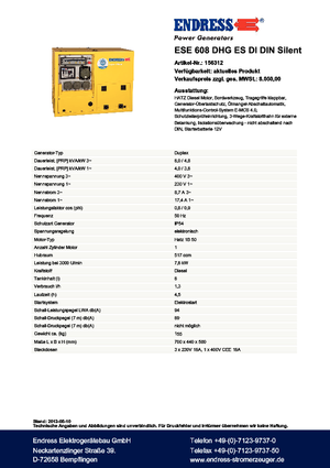 Generatori a benzina Endress ESE 608 DHG ES DI DIN Silent