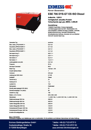Generatori diesel Endress ESE 706 DYS-GT ES ISO DI