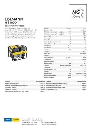 Generatori diesel Eisemann H 6400 D