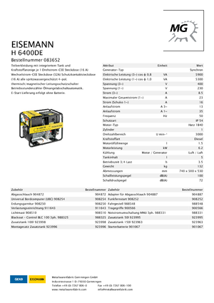 Generatori diesel Eisemann H 6400 DE
