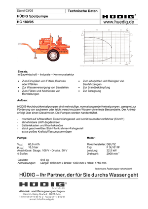 Pompe di lavaggio diesel Hüdig HC 180/05