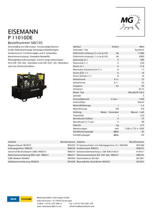 Generatori diesel Eisemann P 11010 DE