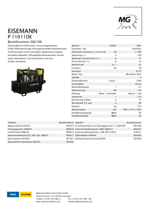 Generatori diesel Eisemann P 11011 DE