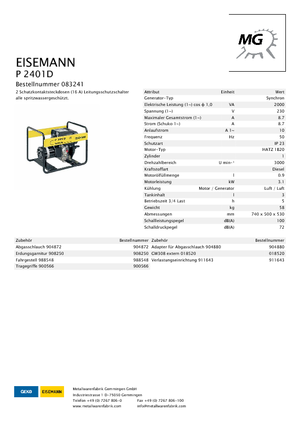 Generatori diesel Eisemann P 2401 D