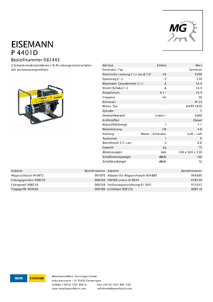 Generatori diesel Eisemann P 4401 D