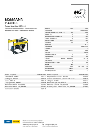 Generatori diesel Eisemann P 4401 DE