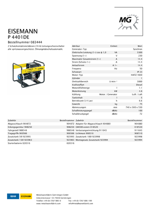 Generatori diesel Eisemann P 4401 DE