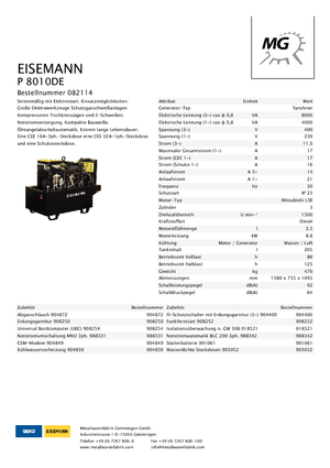 Generatori diesel Eisemann P 8010 DE