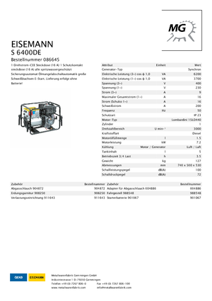 Generatori diesel Eisemann S 6400 DE