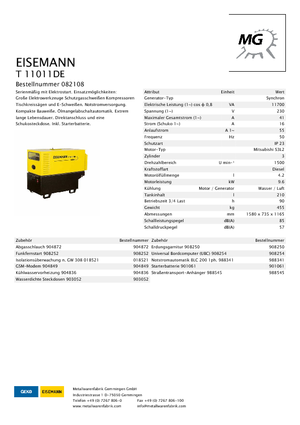Generatori diesel Eisemann T 11011 DE