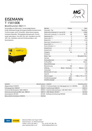 Generatori diesel Eisemann T 15010 DE