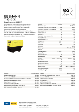 Generatori diesel Eisemann T 8010 DE