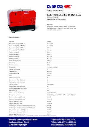 Generatori diesel Endress ESE 1008 LG ES DI DUPLEX