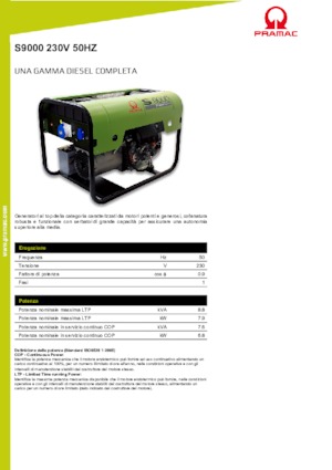 Generatori diesel PRAMAC Lifter S 9000 TRA