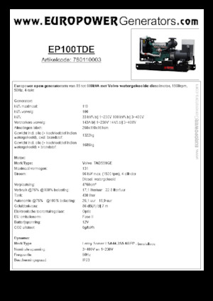 Generatori diesel Europower EP100TDE (LS)