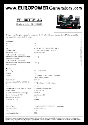 Generatori diesel Europower EP100TDE-3A (LS)
