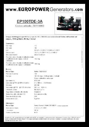 Generatori diesel Europower EP100TDE-3A (LS)