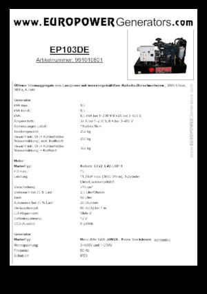 Generatori diesel Europower EP103DE (MA)