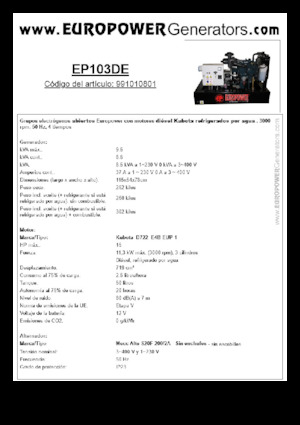 Generatori diesel Europower EP103DE (MA)