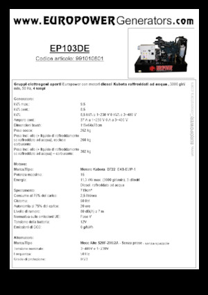 Generatori diesel Europower EP103DE (MA)