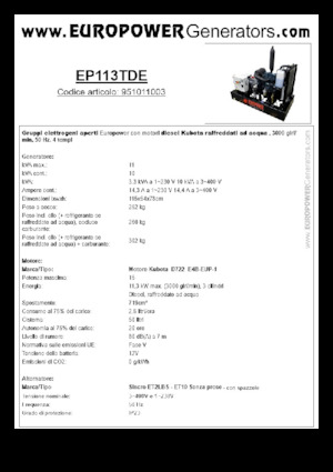 Generatori diesel Europower EP113TDE (S)