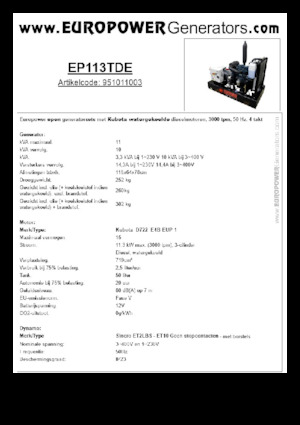 Generatori diesel Europower EP113TDE (S)