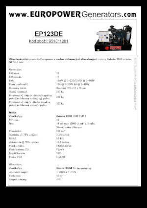 Generatori diesel Europower EP123DE (S)