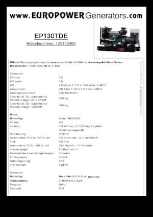Generatori diesel Europower EP130TDE (MA)