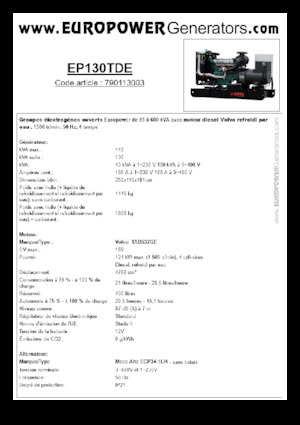 Generatori diesel Europower EP130TDE (MA)
