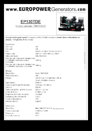 Generatori diesel Europower EP130TDE (MA)