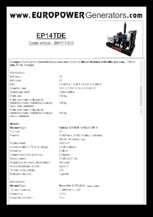 Generatori diesel Europower EP14TDE (MA)