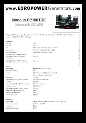 Generatori diesel Europower EP150TDE (LS)
