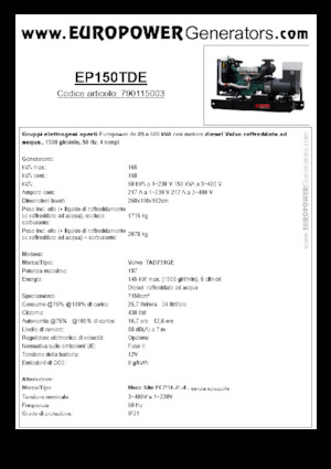 Generatori diesel Europower EP150TDE (MA)
