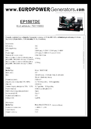 Generatori diesel Europower EP150TDE (MA)