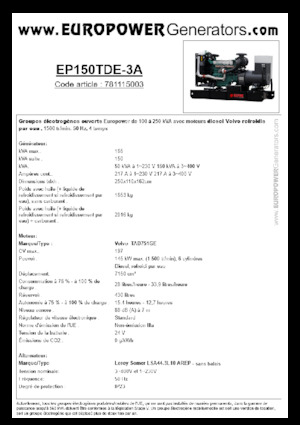Generatori diesel Europower EP150TDE-3A (LS)