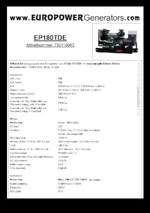 Generatori diesel Europower EP180TDE (MA)