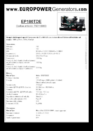 Generatori diesel Europower EP180TDE (MA)
