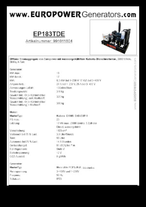Generatori diesel Europower EP183TDE (MA)