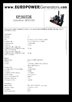 Generatori diesel Europower EP183TDE (MA)