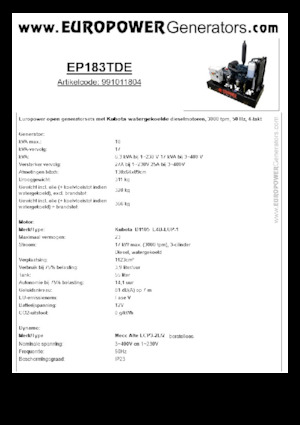 Generatori diesel Europower EP183TDE (MA)
