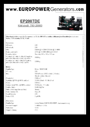 Generatori diesel Europower EP200TDE (LS)