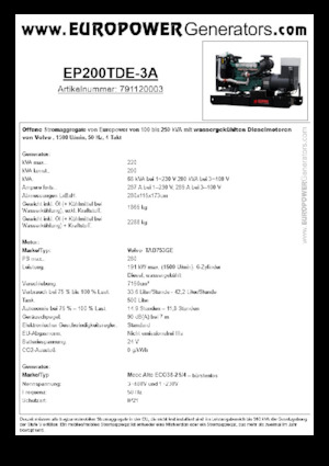 Generatori diesel Europower EP200TDE-3A (MA)
