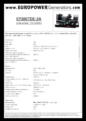 Generatori diesel Europower EP200TDE-3A (MA)