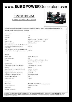 Generatori diesel Europower EP200TDE-3A (MA)