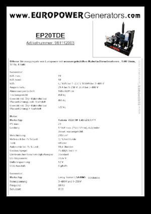 Generatori diesel Europower EP20TDE (LS)