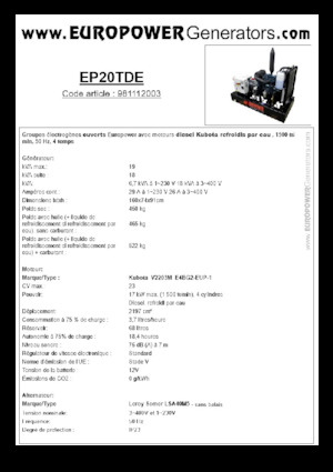 Generatori diesel Europower EP20TDE (LS)