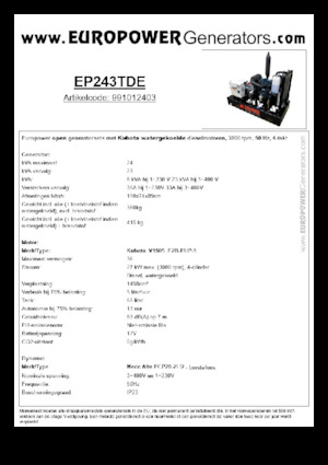 Generatori diesel Europower EP243TDE (MA)